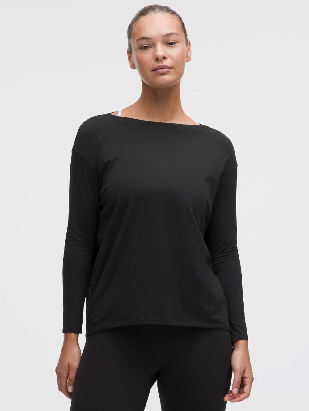 Lululemon Black Back In Action Organic Cotton-Blend Long-Sleeve Shirt